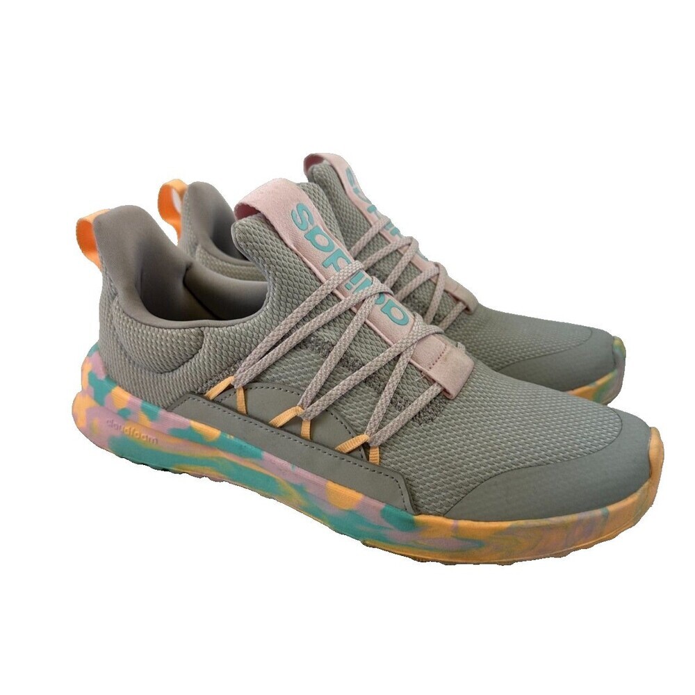 Adidas Lite Racer Adapt 5.0 Sneaker Grey Flash Aqua Camo Slip On Women 8 Youth 7